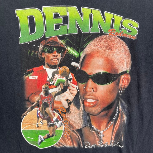 Dennis Rodman T-Shirt Black Size Medium Gildan Tee - Picture 2 of 9